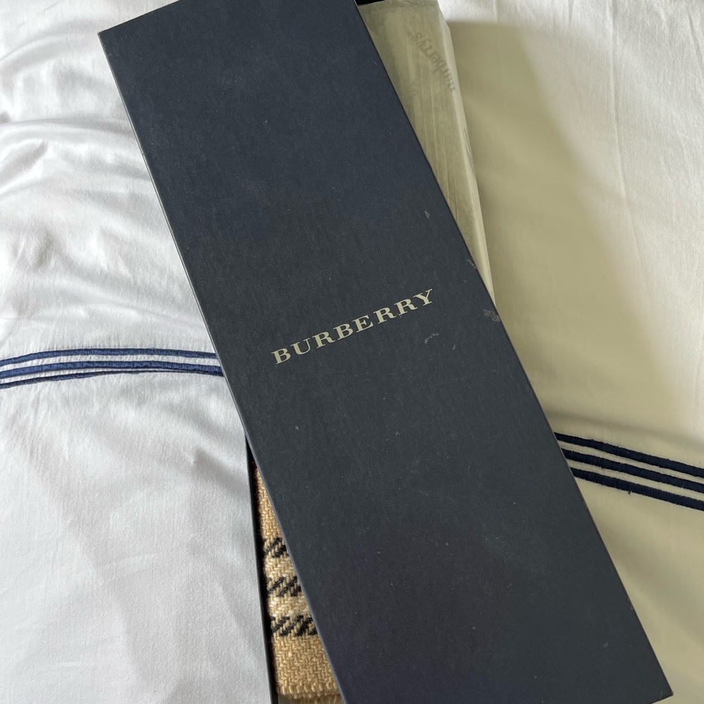 Burberry Tan and Red Checkered Scarf